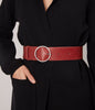 ORA Women's Vegan Wide Belt | Color: Red - variant::barn