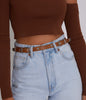 DOLLY Women's Vegan Skinny Belt | Color: Pink - variant::orchid