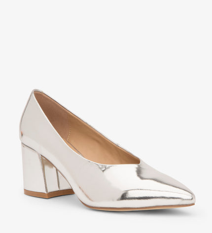 SIBYL Vegan Block Heels | Color: Metalic - variant::Silver