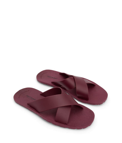 LORENA Vegan Cross Sandals | Color: Purple - variant::berry