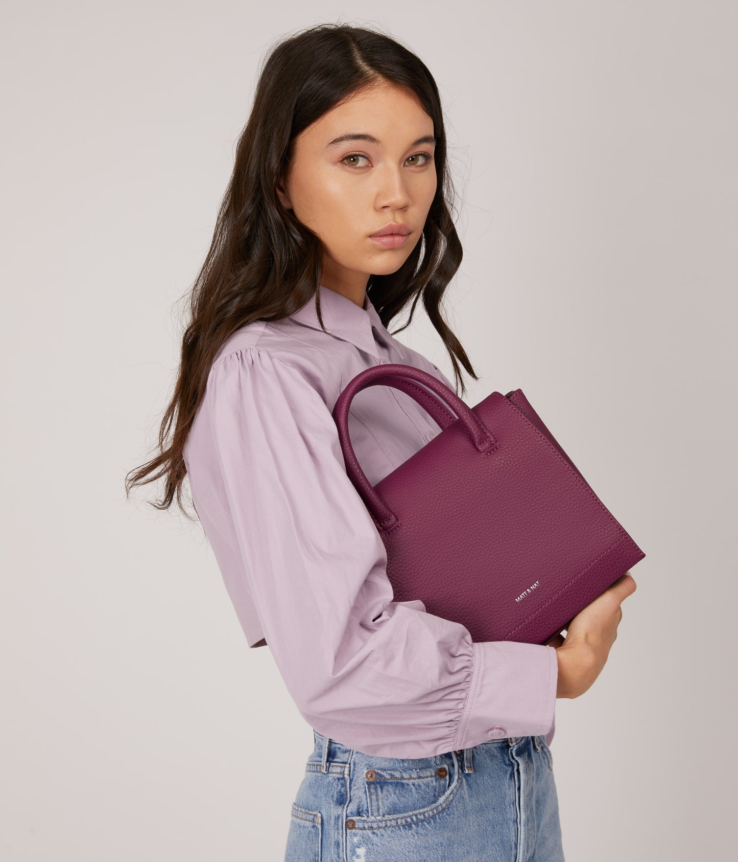 ADELSM Small Vegan Satchel - Purity | Color: Pink - variant::tarte