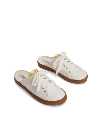 EWEL Women's Vegan Sneakers | Color: White, Yellow - variant::white