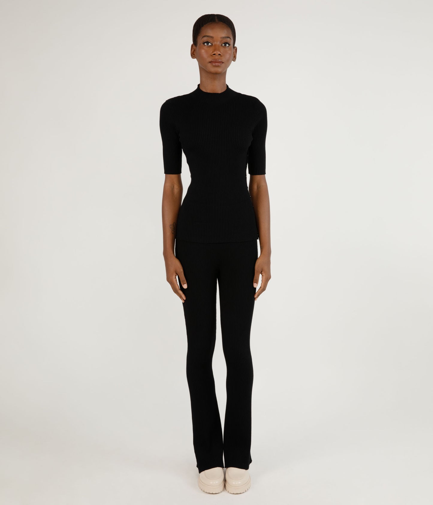 COLETTE Women's Bamboo Ribbed Pants | Color: Black - variant::black