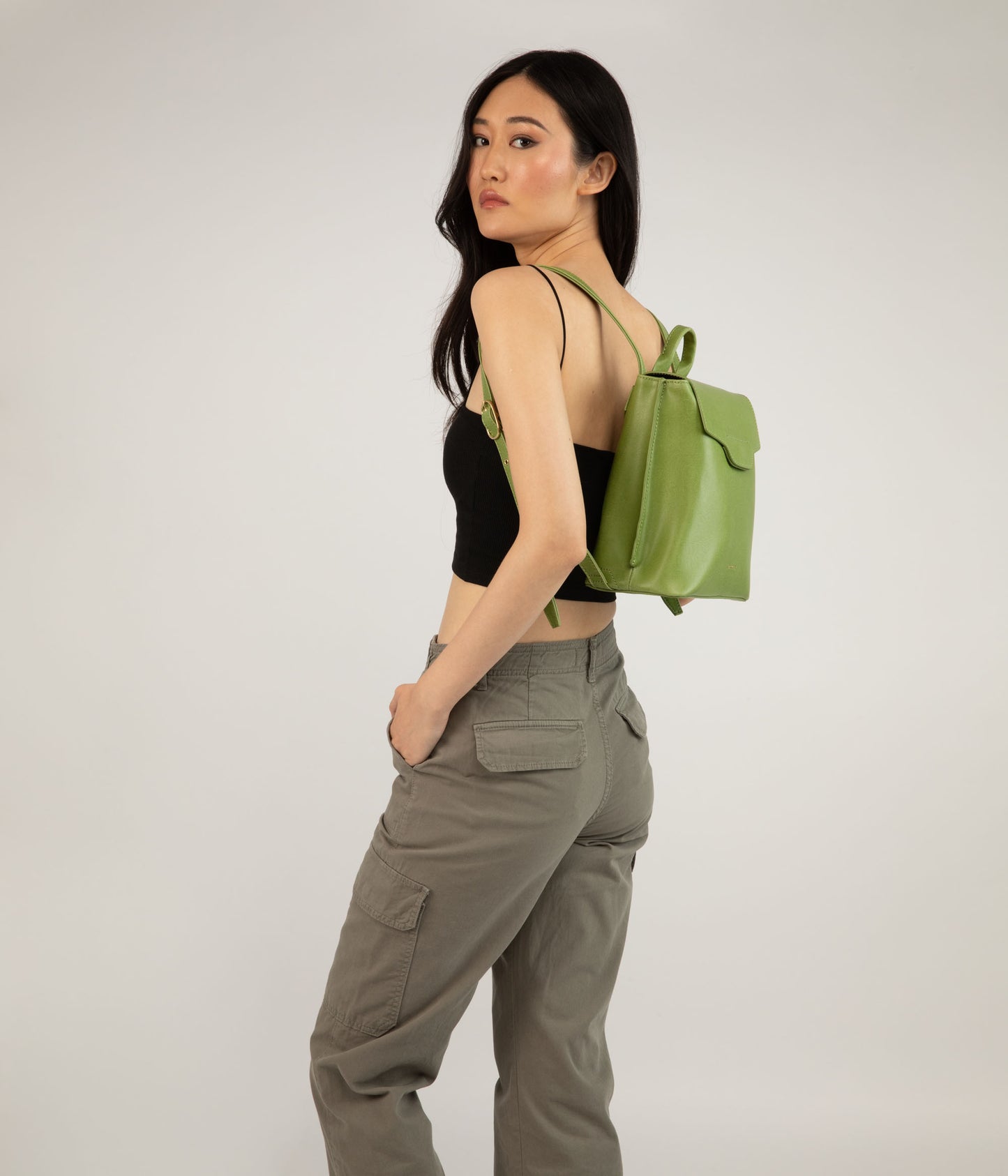 CHELLE Small Vegan Backpack - Vintage | Color: Green - variant::frog