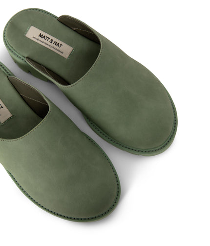 KIRA Women's Vegan Slip On Mules | Color: Green - variant::basil