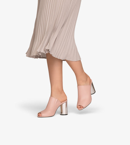LEONE Vegan High Heel Mules | Color: Pink - variant::blossom