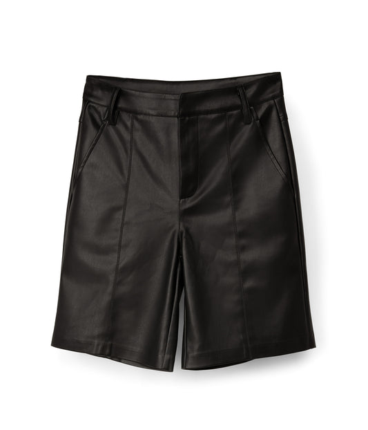 EDIE Women's High-Waisted Vegan Shorts | Color: Black - variant::black