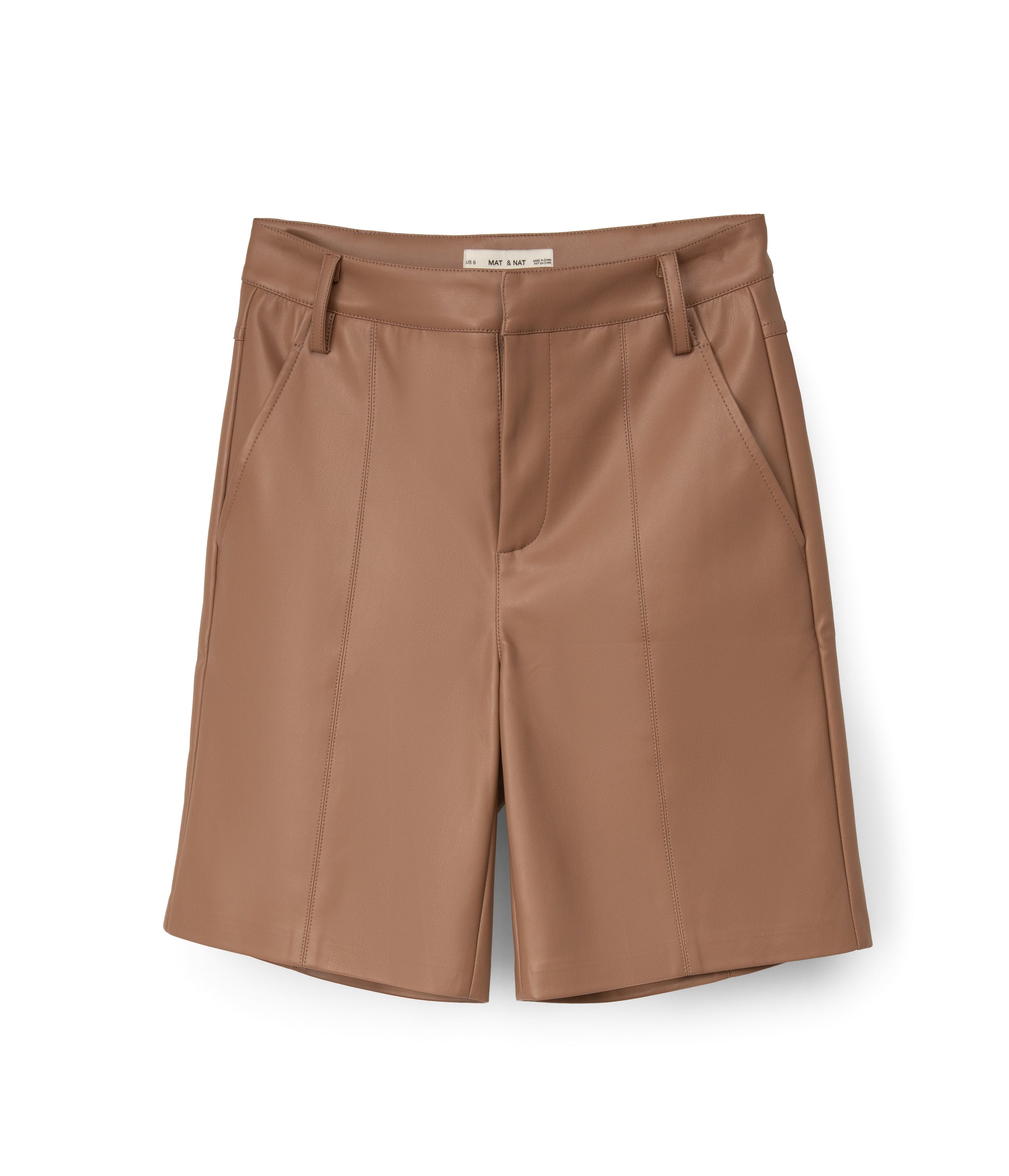 EDIE Women's High-Waisted Vegan Shorts | Color: Beige - variant::cafe