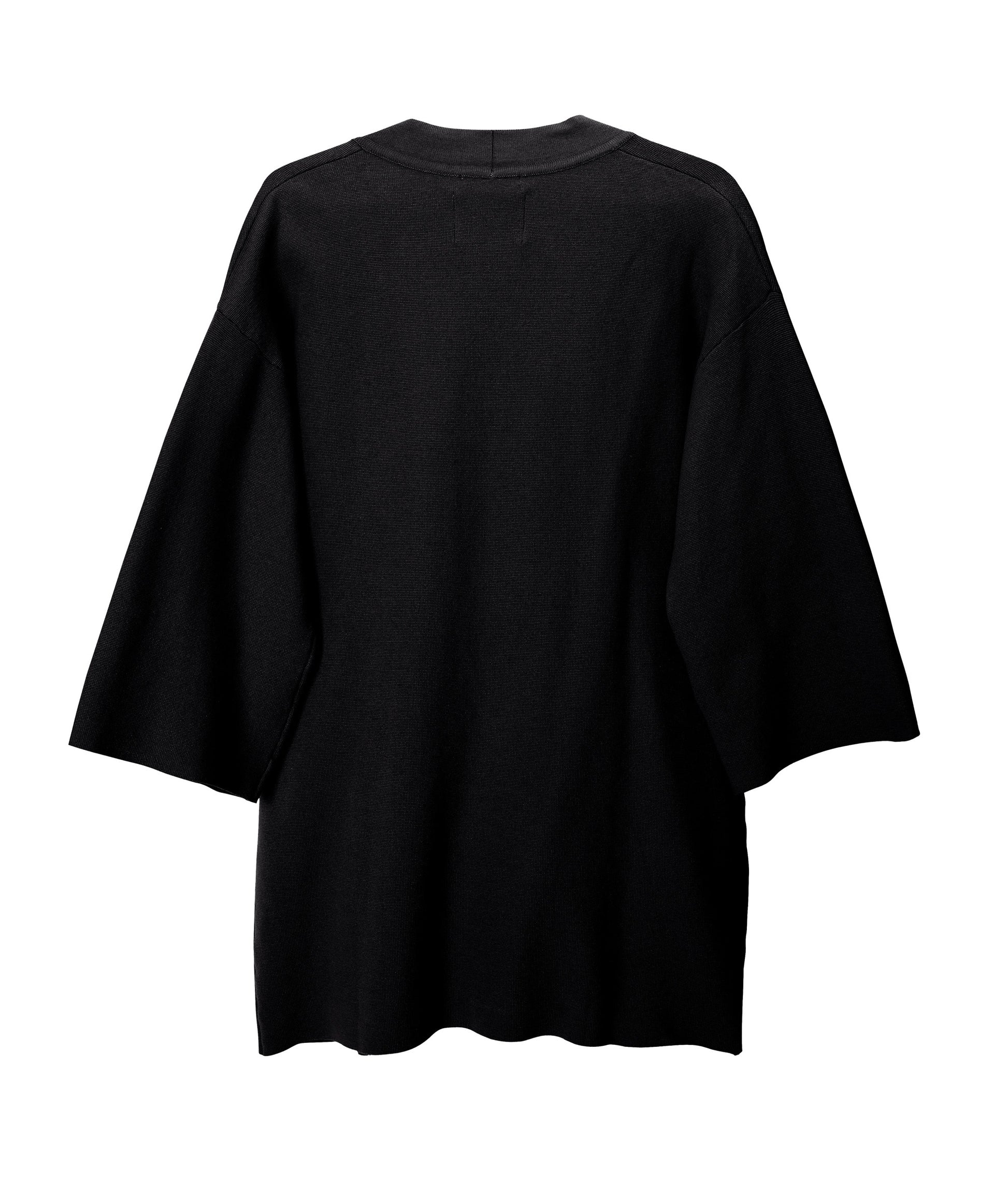 Denim & Co. Jacquard Open Front Tie Waist Cardigan Sweater Black L New