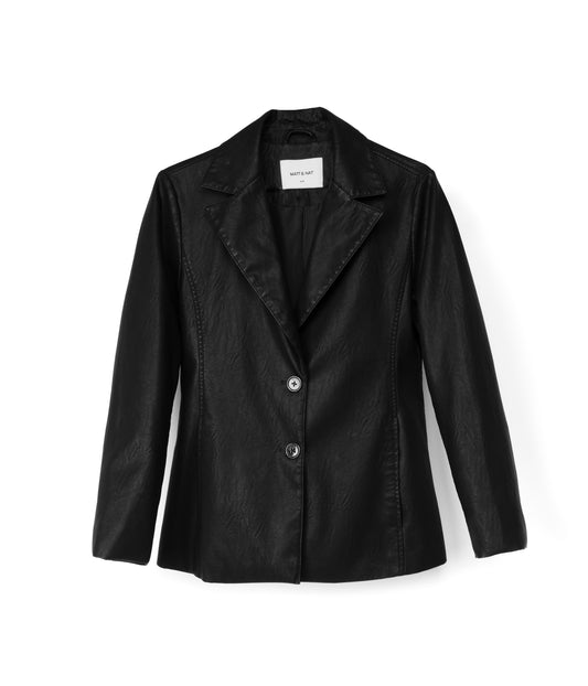 KATRIN Women's Vegan Leather Blazer | Color: Black - variant::black