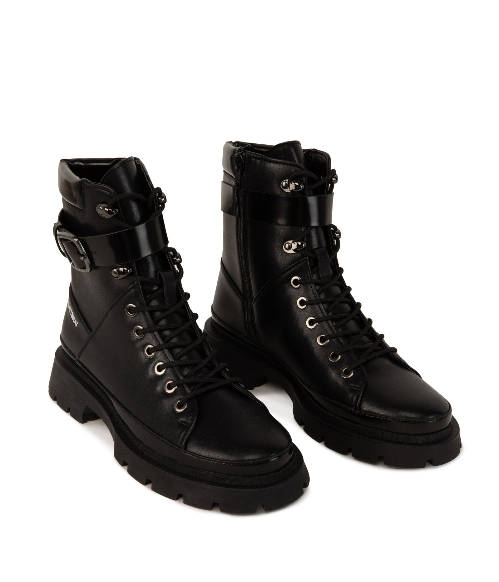 TOMEI Women's Vegan Combat Boots | Color: Black - variant::black