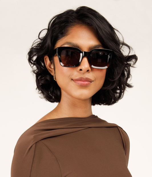 MEHA-2 Recycled Square Sunglasses | Color: Brown - variant::print