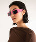 SAWAI-2 Recycled Rectangle Sunglasses | Color: Purple, Grey - variant::fushia