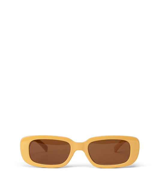 KIIN-2 Recycled Rectangle Sunglasses | Color: Yellow, Brown - variant::mustard