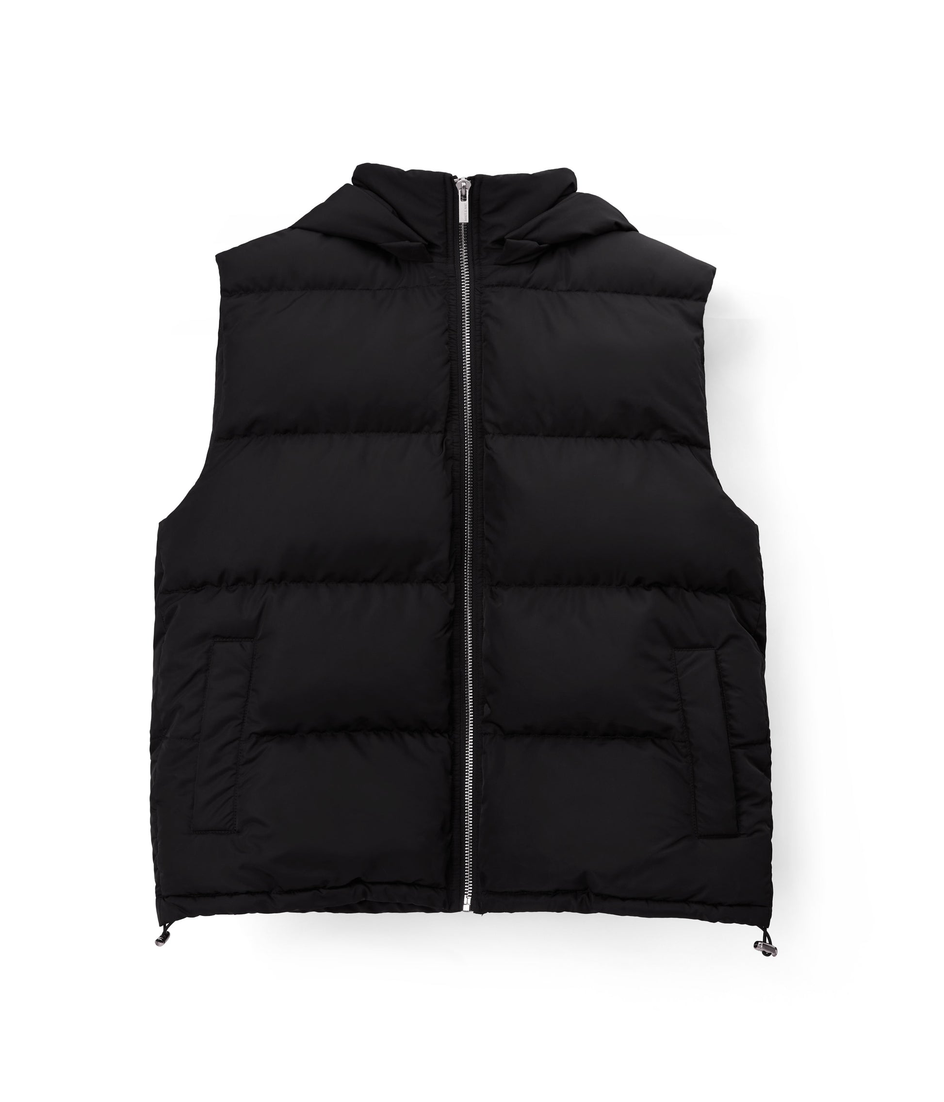 Black Slim Fit Puffer Vest for Men by