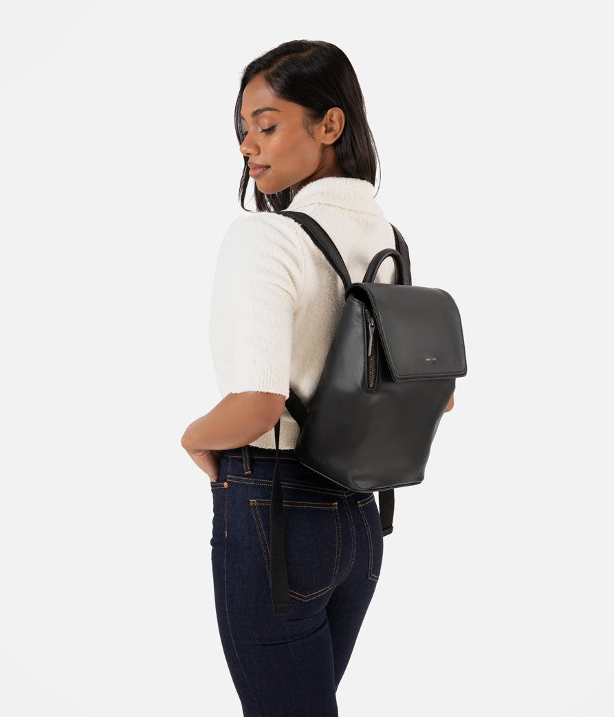 fabiana cord mini backpack Rita Nylon Chocolate Two side pockets for water bottles Front zip pocket for quick FABIMINI Vegan Backpack - Arbor