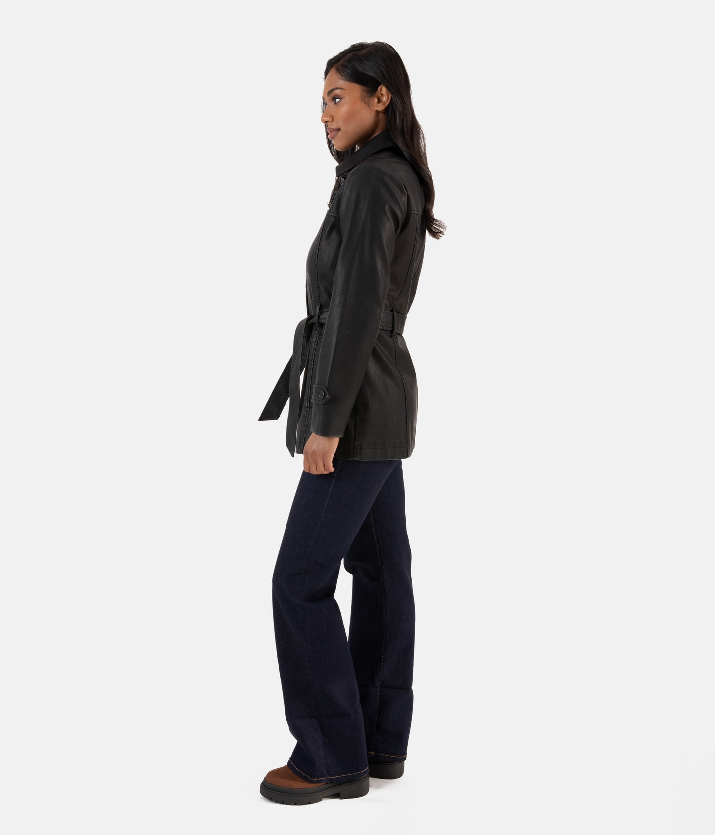 BRIA Women’s Vegan Leather Jacket | Color: Black - variant::black