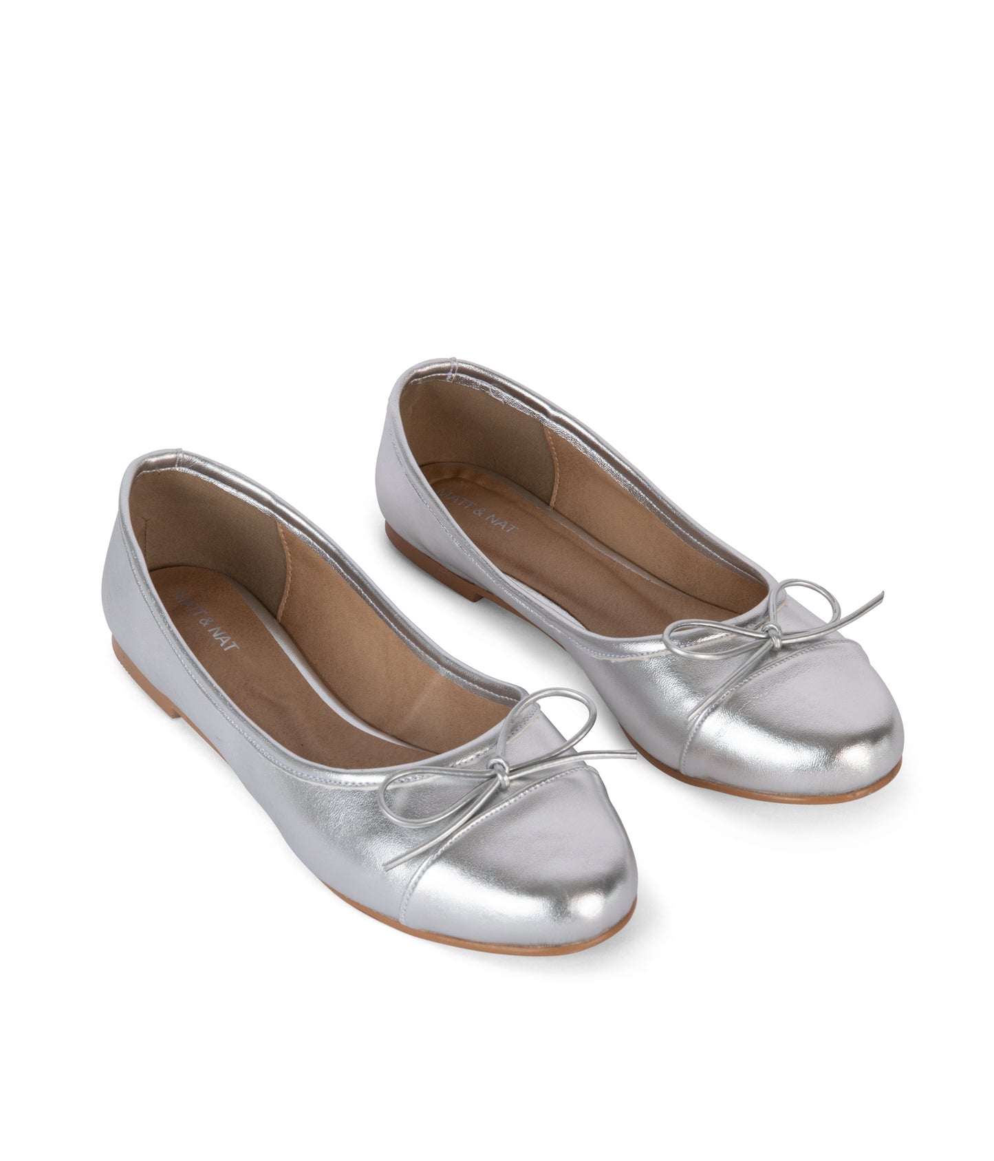 MAHON Women's Vegan Ballerina Flats | Color: Grey - variant::silver