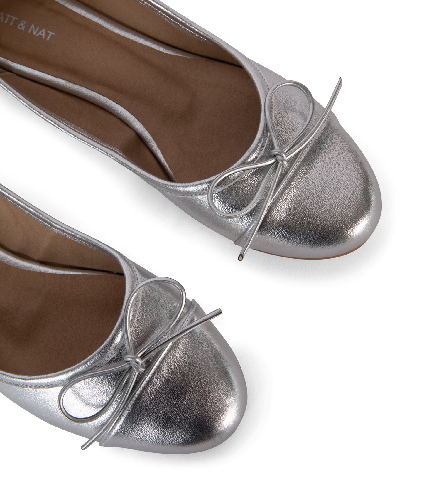 MAHON Women's Vegan Ballerina Flats | Color: Grey - variant::silver