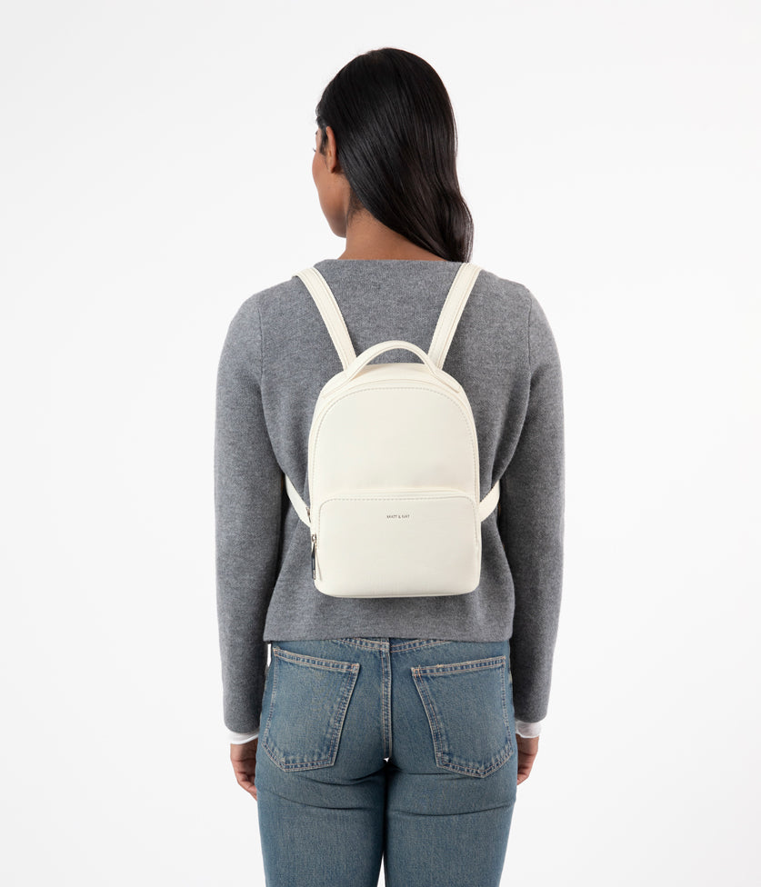 CAROSM Small Vegan Backpack - Theme | Color: White - variant::snowberry