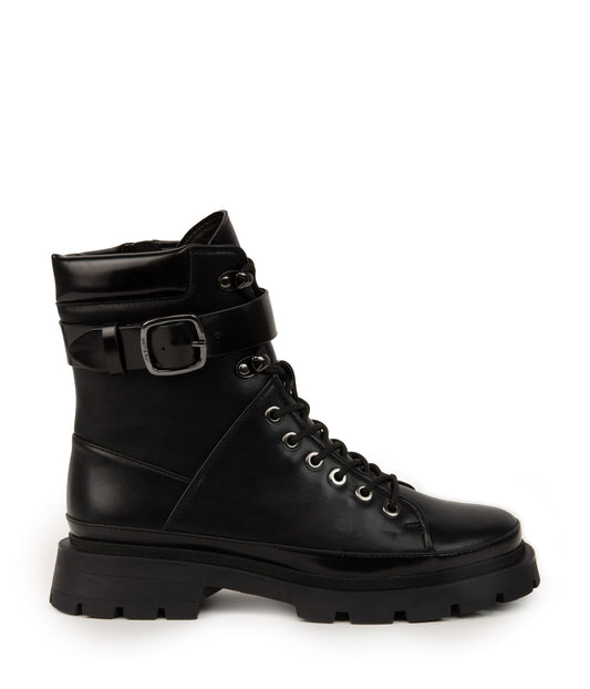 TOMEI Women's Vegan Combat Boots | Color: Black - variant::black