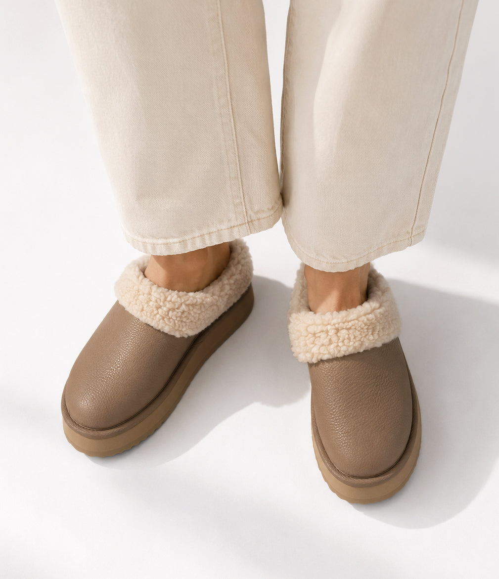 SOOKI Women's Vegan Slip On Mules | Color: Beige - variant::beige