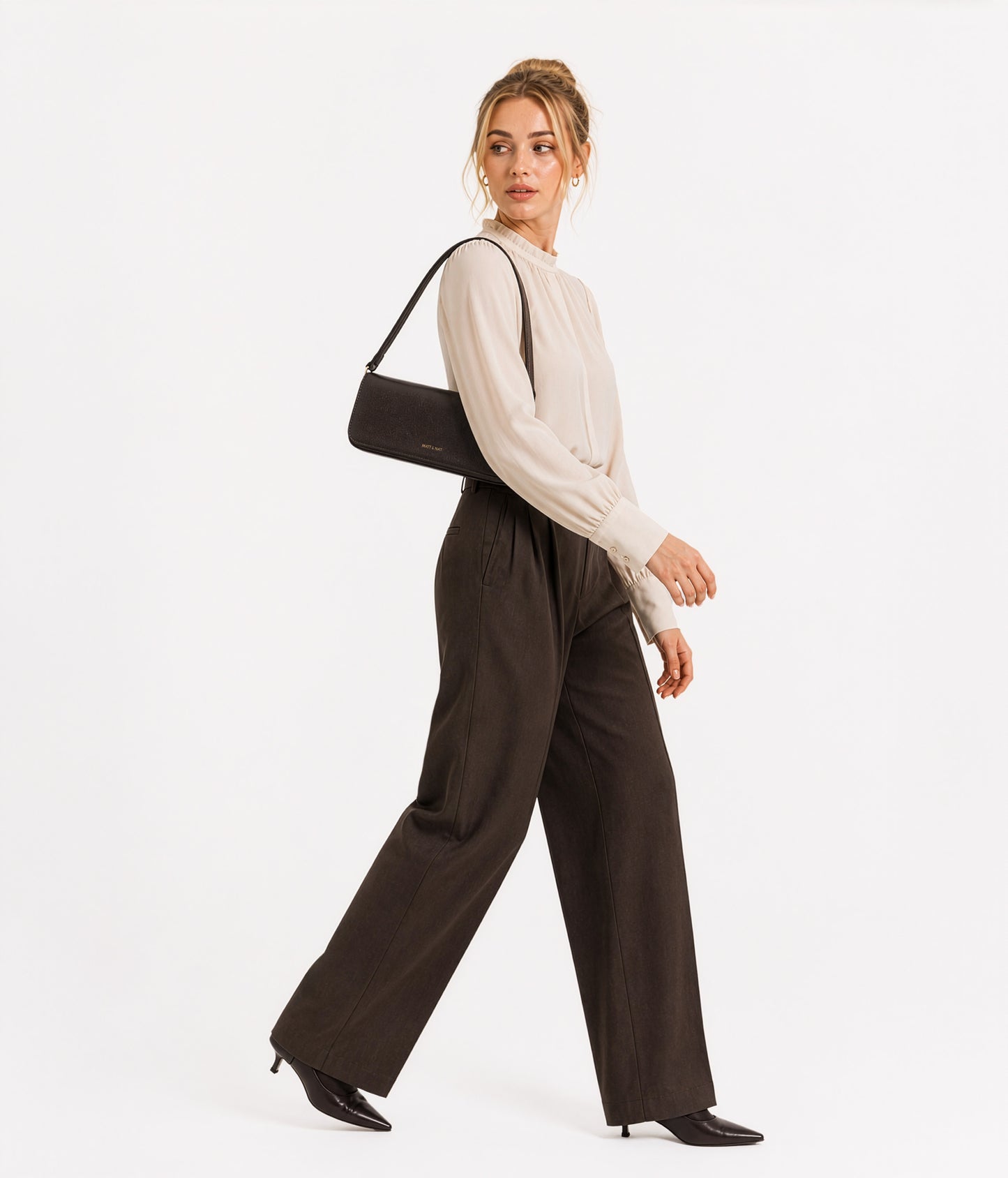 ENA Vegan Shoulder Bag - Grain | Color: Black - variant::black