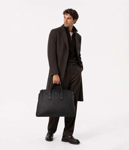 GIGI Vegan Weekender Bag - Grain | Color: Black - variant::black