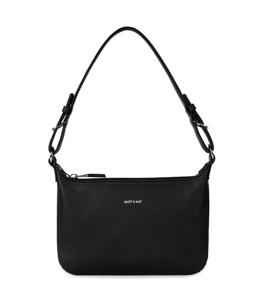 JINA Vegan Shoulder Bag - Grain | Color: Black - variant::black