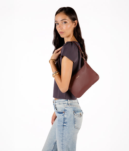 JINA Vegan Shoulder Bag - Grain | Color: Cherry - variant::cherry