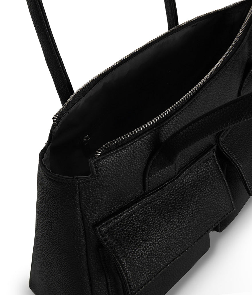 JORDI Vegan Tote Satchel – Grain | Color: Black - variant::black