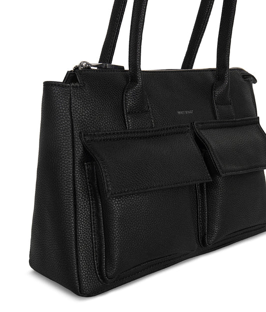 JORDI Vegan Tote Satchel – Grain | Color: Black - variant::black