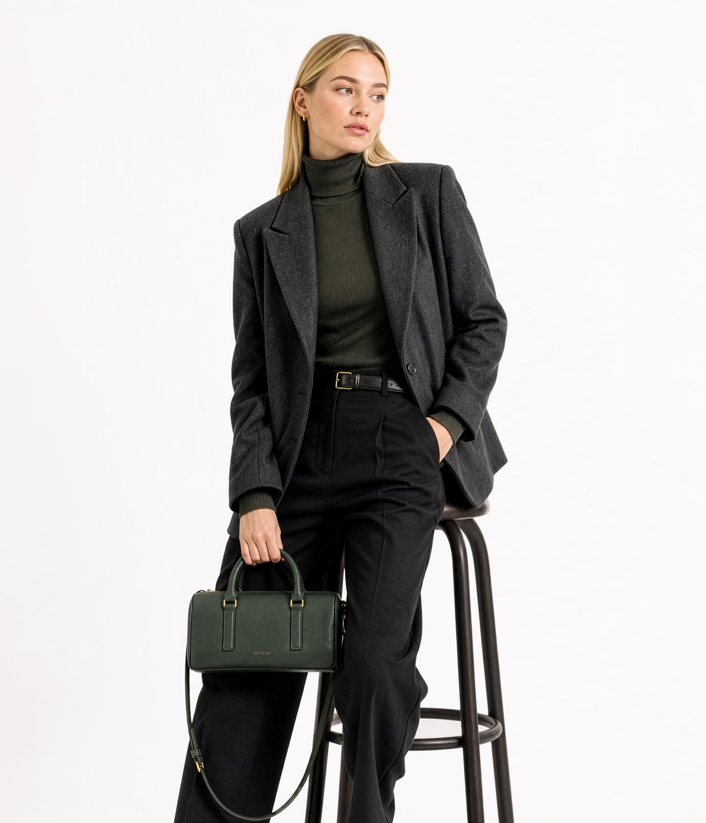 LUCE Vegan Crossbody Bag - Grain | Color: Black - variant::black
