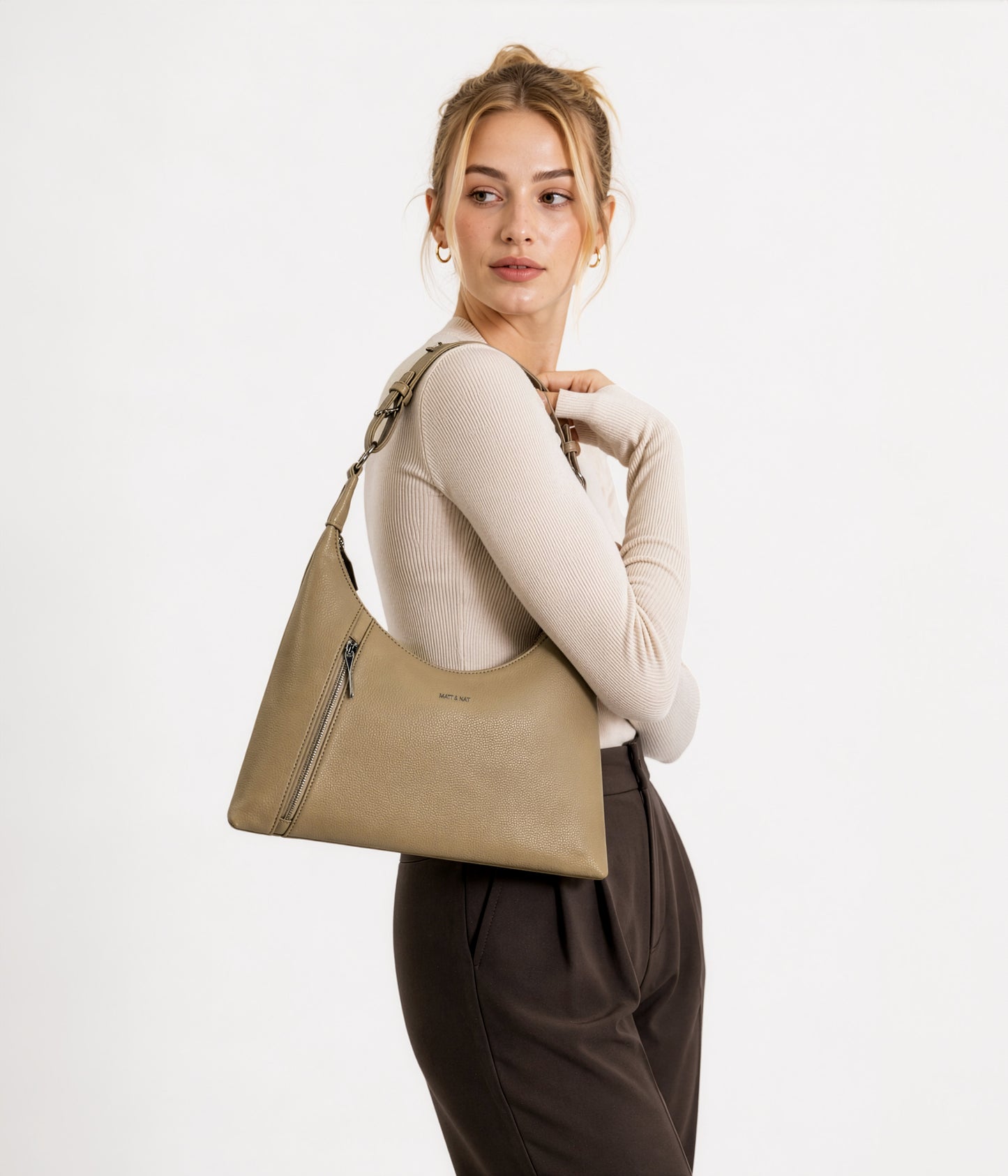 MORGAN Vegan Hobo Bag – Grain | Color: Fudge - variant::fudge