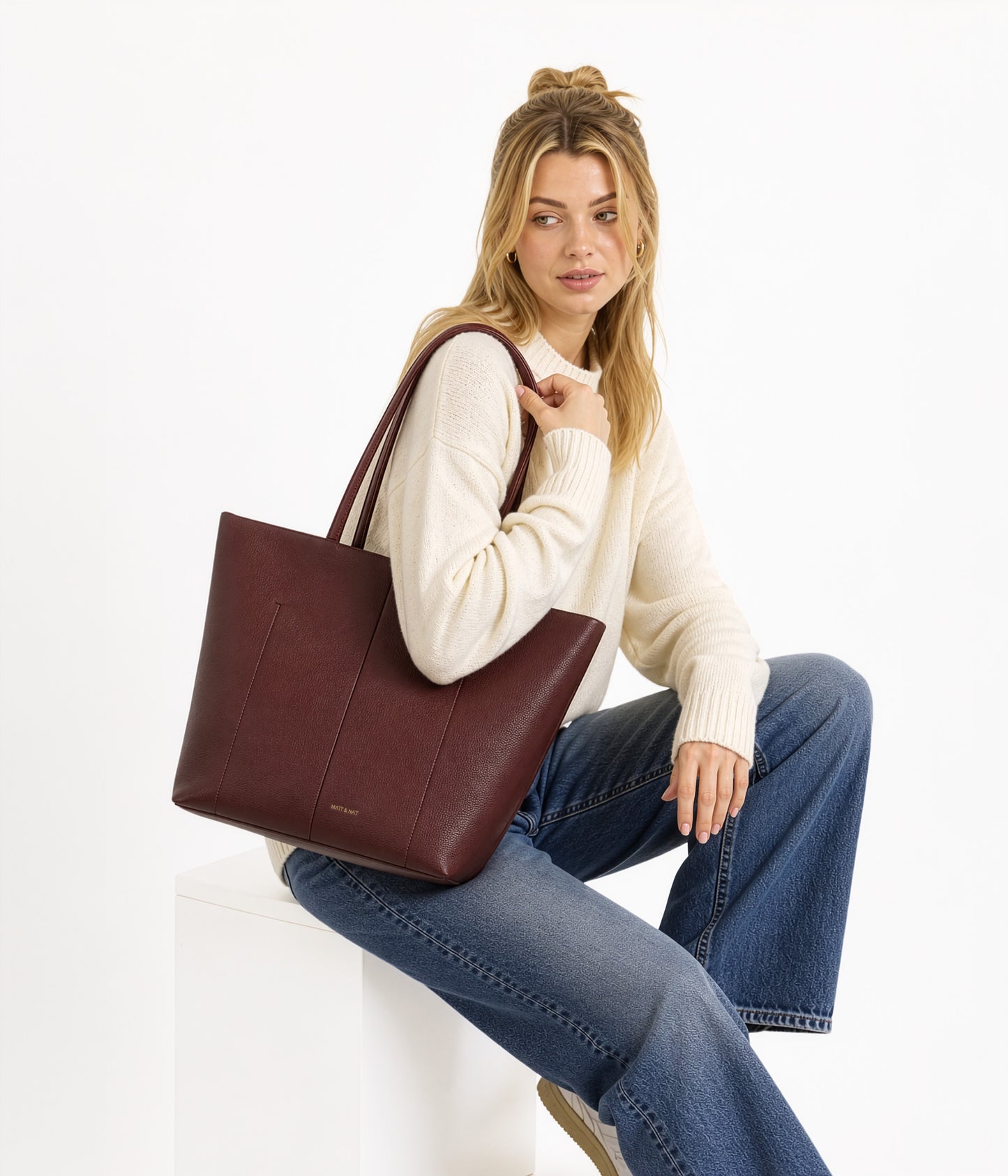 NATALIA Vegan Tote Bag – Grain | Color: Fudge - variant::fudge