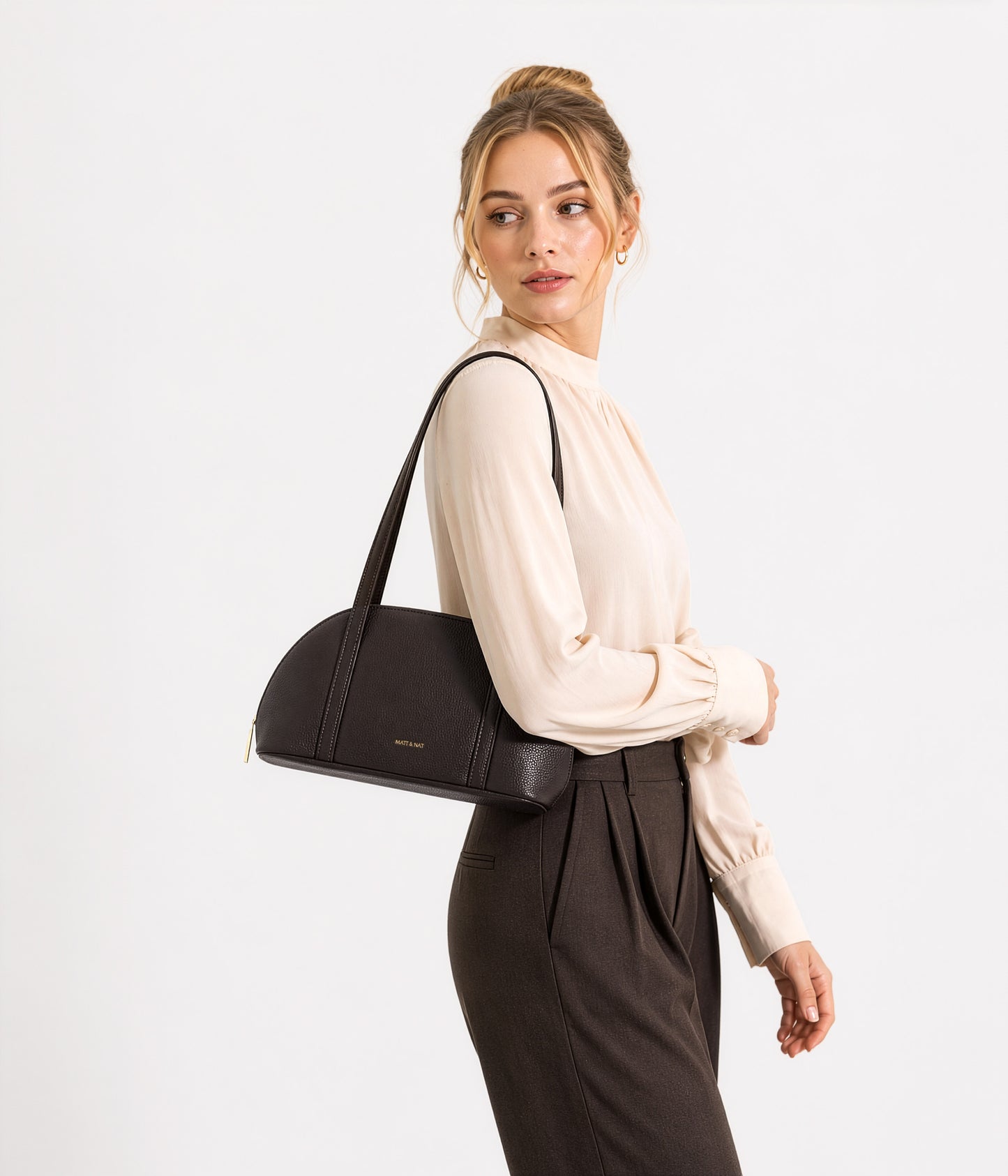 REA Vegan Satchel - Grain | Color: Black - variant::black