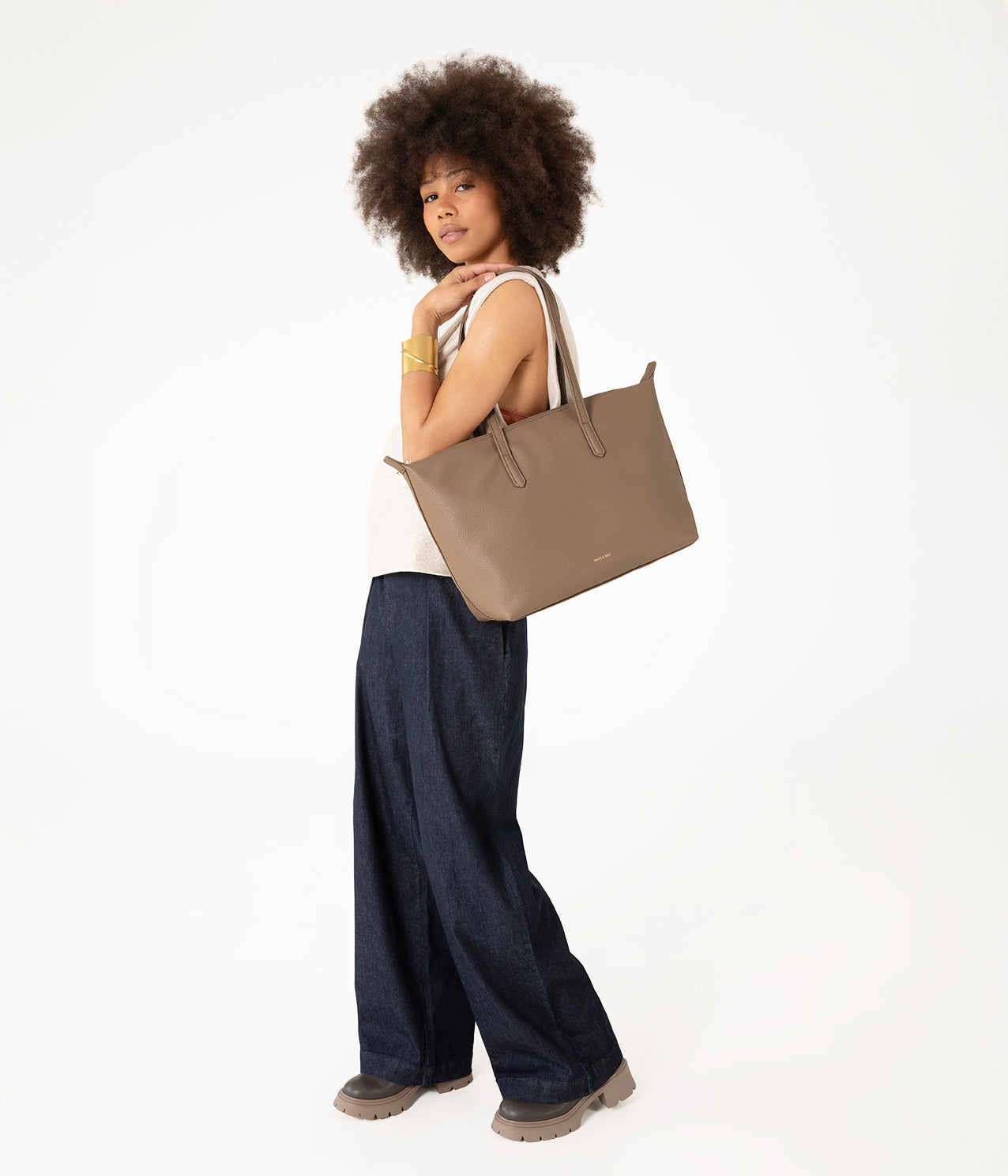 ABBI Vegan Tote Bag - Grain | Color: Fudge - variant::fudge