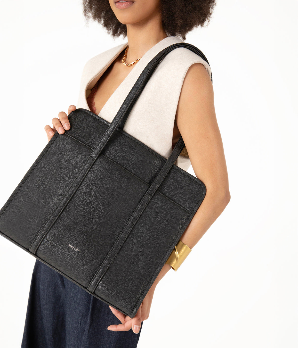 LUSIK Vegan Tote Bag – Grain | Color: Black - variant::black