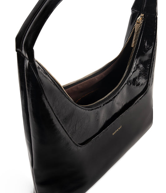 DONNA Vegan Hobo Bag - Groove | Color: Black - variant::black