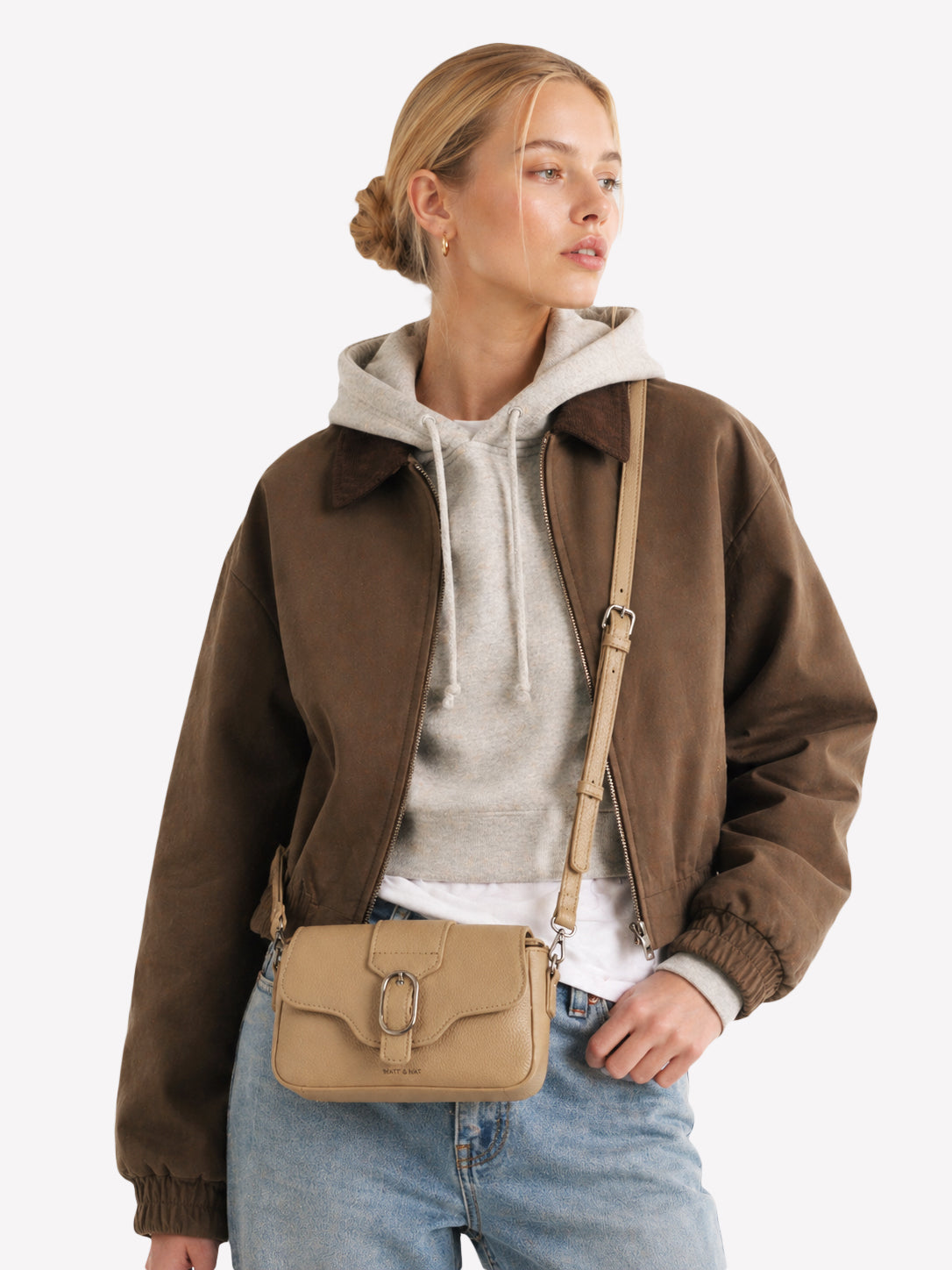 ISABELLE SM Vegan Crossbody Bag – Grain | Color: Fudge - variant::fudge