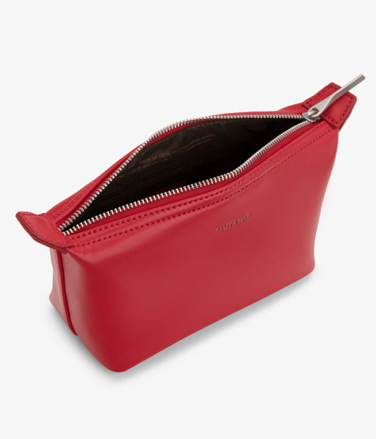 ABBI MINI Vegan Cosmetic Bag - loom | Color: Red - variant::pomegranate