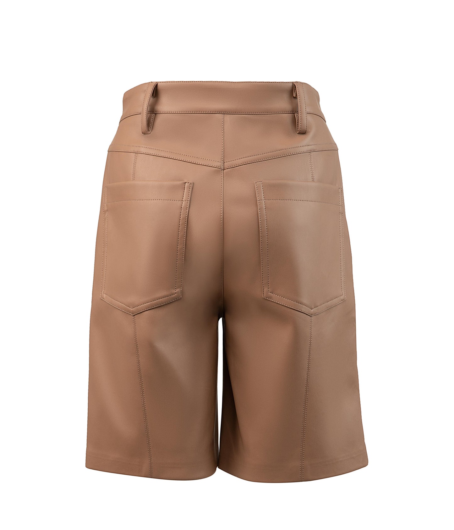 EDIE Women's High-Waisted Vegan Shorts | Color: Beige - variant::cafe