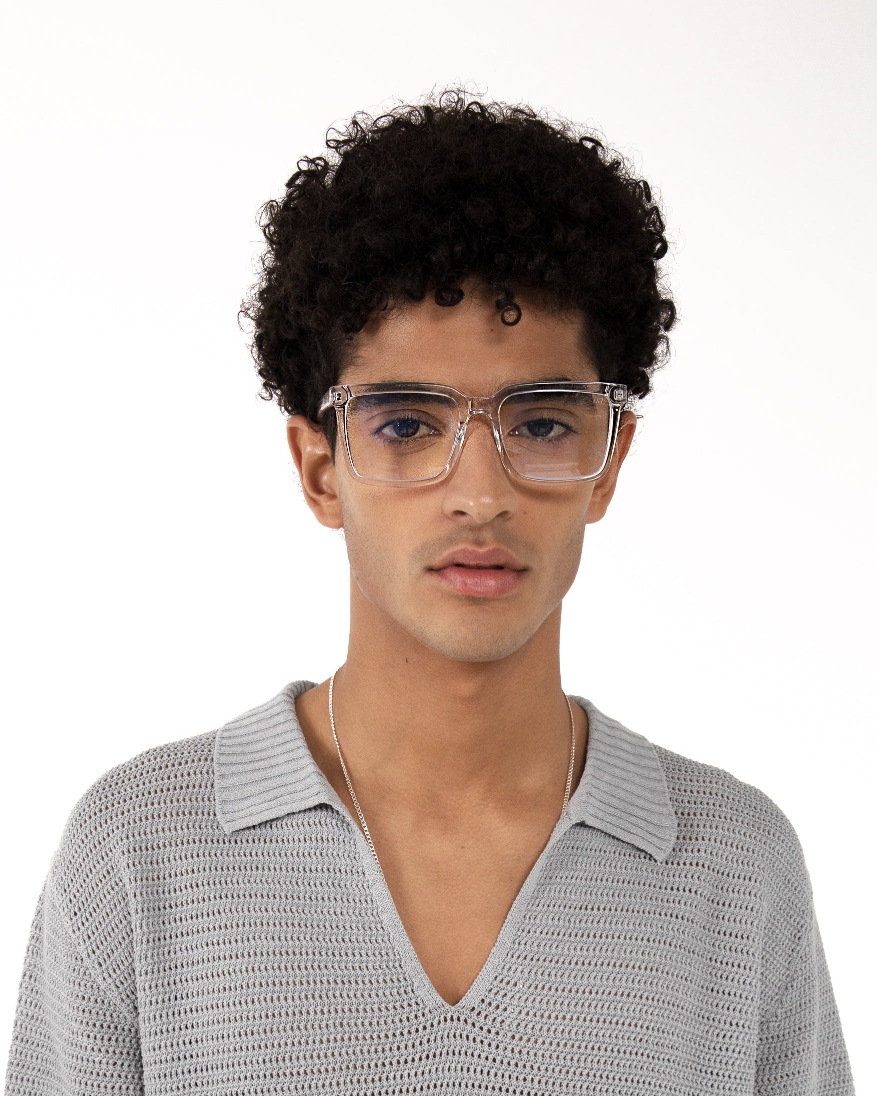 AMINE-3 Recycled Square Reading Glasses | Color: Clear - variant::clear
