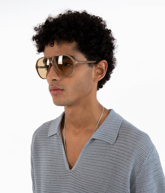 ELLIS-2 Recycled Brown Aviator Sunglasses | Color: Brown - variant::brown