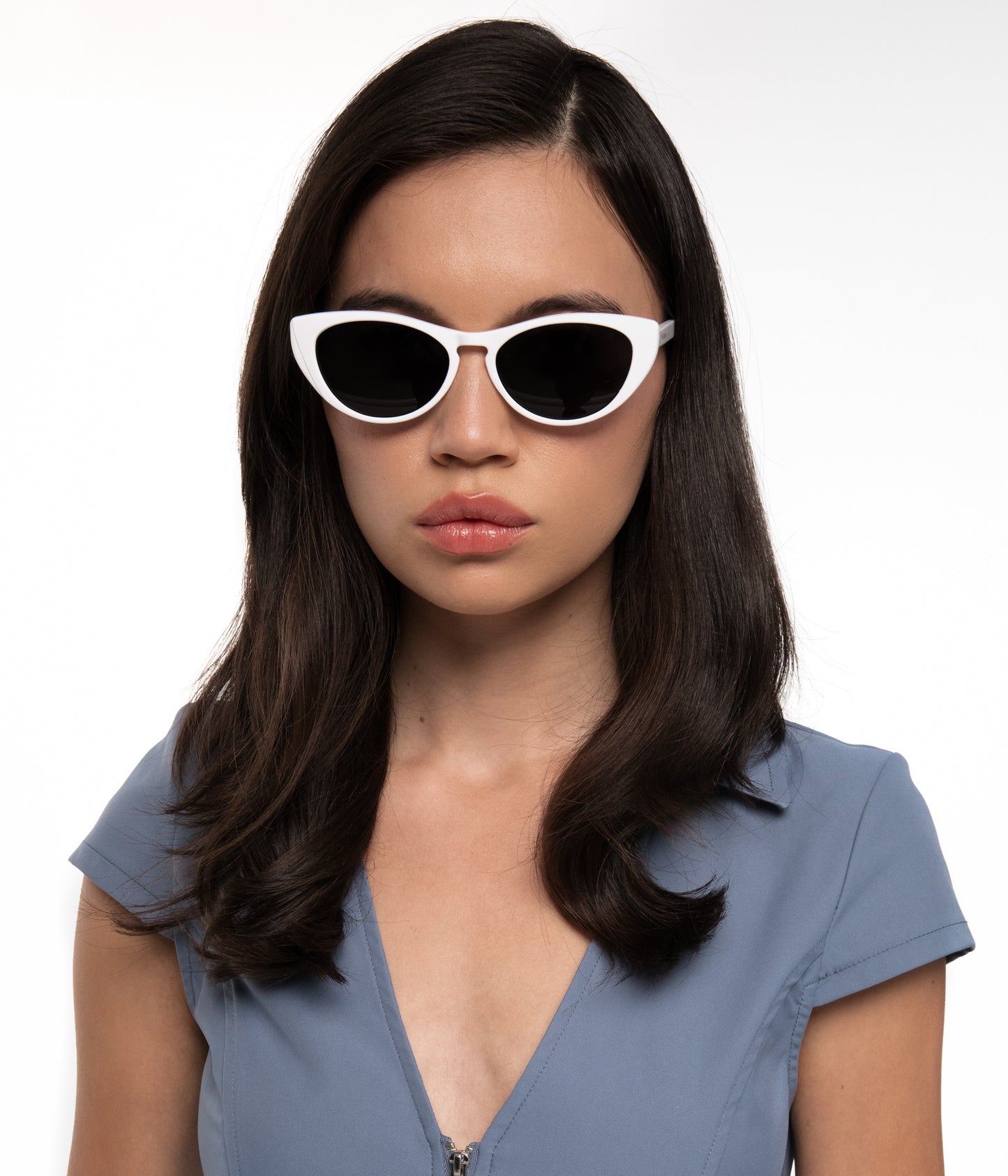 AMARA-2 Cat-Eye Recycled Sunglasses | Color: Black - variant::black