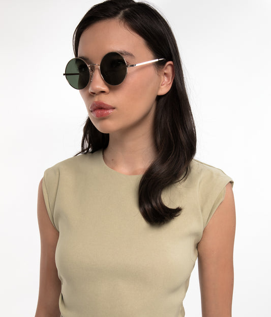COLE Round Metal Sunglasses | Color: Gold, Khaki - variant::golkha
