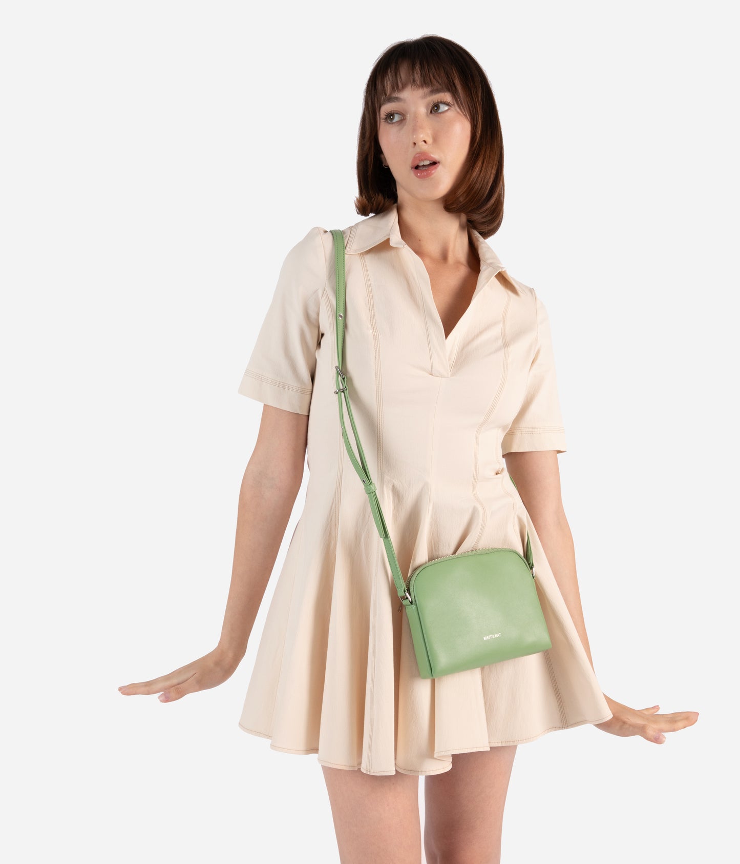 KRISTY Slim Vegan Crossbody Bag - Forum | Color: Green - variant::chameleon