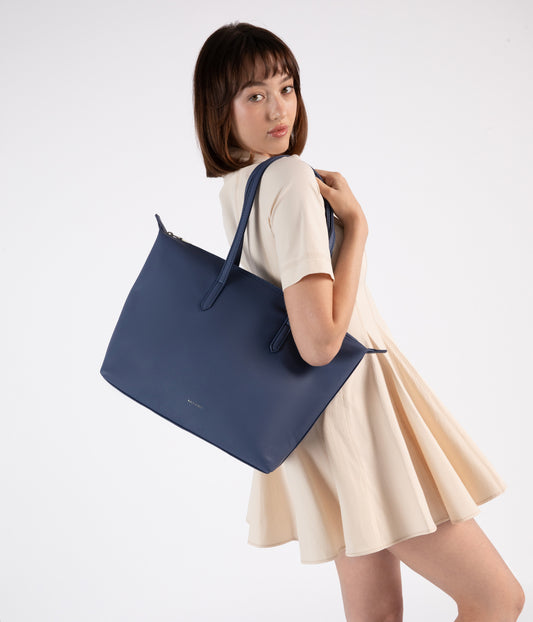 ABBI Vegan Tote Bag - Grain | Color: Blue - variant::blueberry