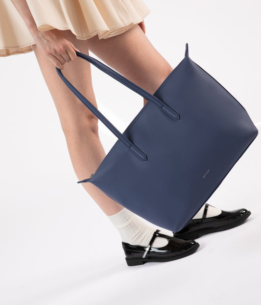 ABBI Vegan Tote Bag - Grain | Color: Blue - variant::blueberry