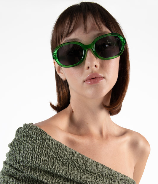 AARA Geometric Recycled Sunglasses | Color: Green - variant::green